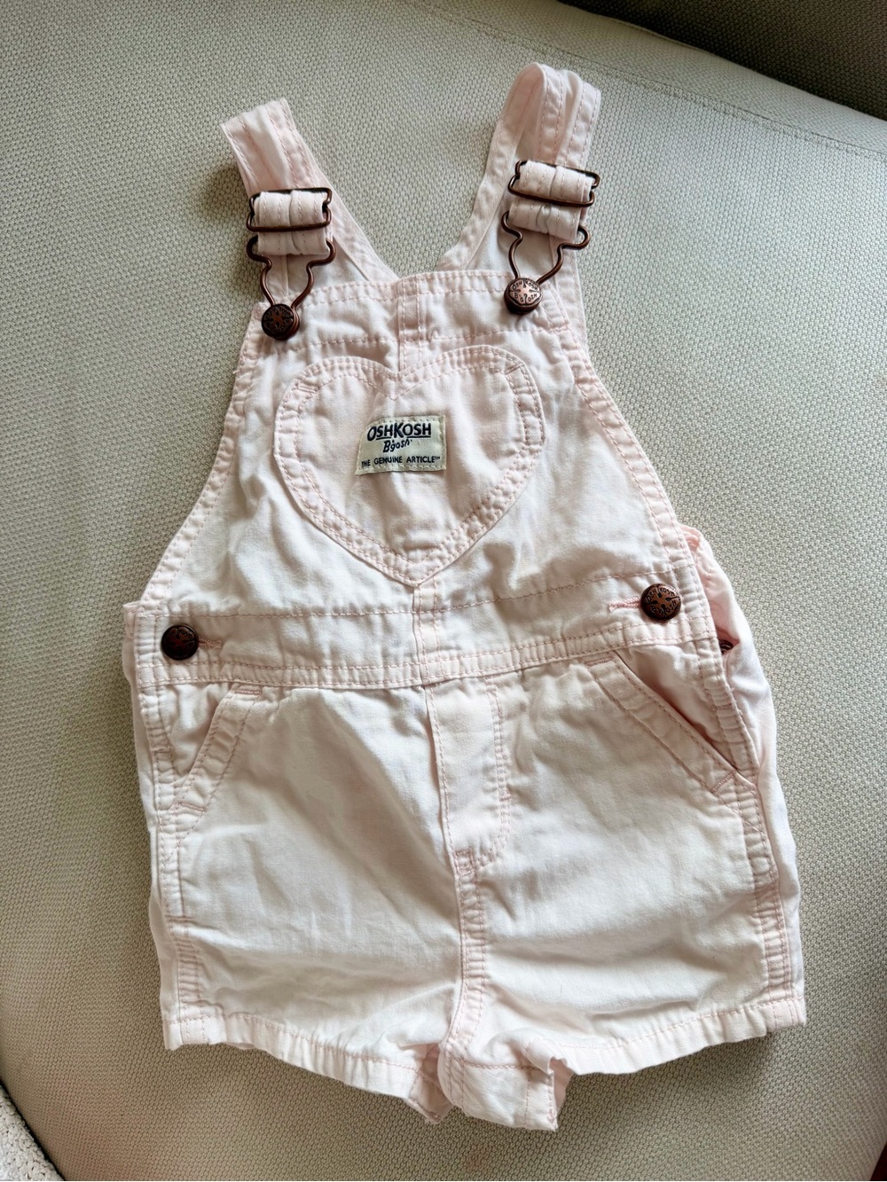 OshKosh B'gosh Light Pink Heart Patch Shortalls for Kids